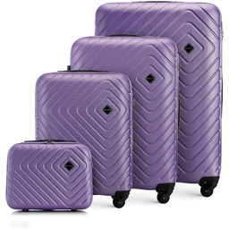 Komplet walizek z ABS-u z geometrycznym tłoczeniem fioletowy