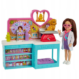 Barbie Chelsea zestaw weterynarz lalka HGT12