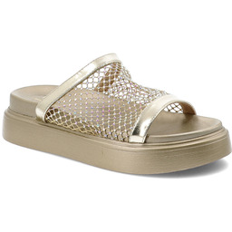S.Barski Złote Klapki Eleganckie Obuwie Damskie