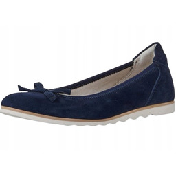 TAMARIS BALERINY SKÓRZANE GRANATOWE Z OZDOBNĄ KOKARDKĄ 41