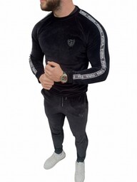 Dres czarny welurowy męski taśma Furia
