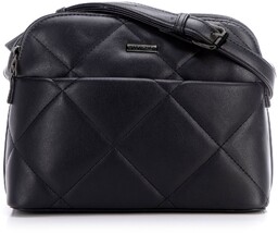 Damska crossbody z przeszyciami ekoskóra czarno - grafitowa