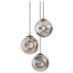 Lindby - Valentina 3 Round Lampa Wisząca Smoked