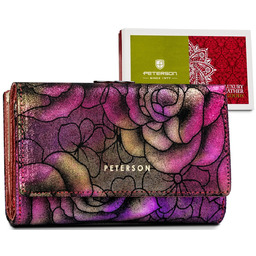 Skórzany damski portfel Peterson na zatrzask motyle pojemna