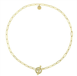 Pozłacany choker naszyjnik łańcuch zdobione zapięcie ze stali