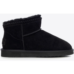 Damskie botki ze skóry zamszowej z wełną krótkie