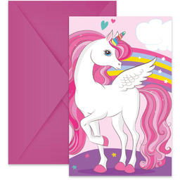 Zaproszenia urodzinowe Jednorożec - 6 szt.
