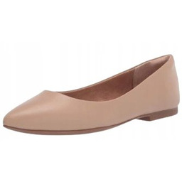 AMAZON ESSENTIALS BEŻOWE GŁADKIE BALERINY Z MIGDAŁOWYM NOSKIEM