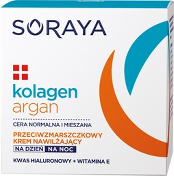 Soraya Kolagen+Argan, Przeciwzmarszczkowy krem Nawilżający, 50ml