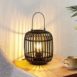 Lampa stołowa Canyana Lindby, czarny, salon / jadalnia,