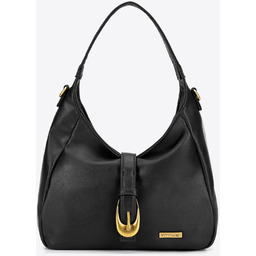 Damska listonoszka z ekoskóry z podwójnym zapięciem czarna