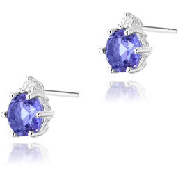 Złote kolczyki Tanzanit 2 x 0,50ct białe złoto