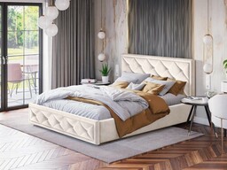 Łóżko tapicerowane z pojemnikiem LB-45P 140x200 Welur Beżowy
