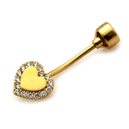 Złoty 585 kolczyk do pępka z sercem