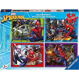 Ravensburger Puzzle Spider-man, Superbohater, 4x100 Bumper Puzzle Pack,