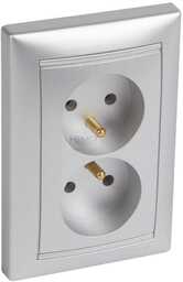 VALENA Gniazdo podwójne 2x2P+Z 16A-250V~ ALUMINIUM Legrand 770278