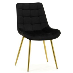 Krzesło Glamour czarne ART831C złote nogi, welur