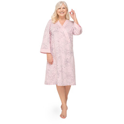 Koszula Nocna Damska M Różowa Bawełniana Długi Rękaw