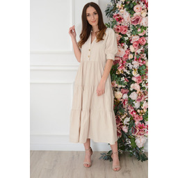 Sukienka maxi z falban oversize beż Olient