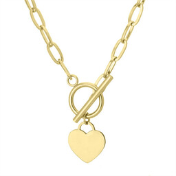 Naszyjnik damski złoty serce kłódka łańcuszek ogniwkowy stal