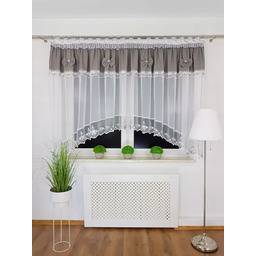 Firana Gotowa Z Kokardkami Szara Haft Firanki