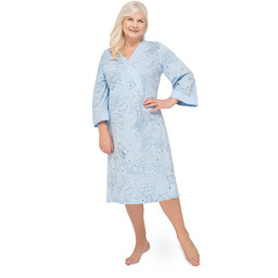 Koszula Nocna Damska 3Xl Niebieska Bawełniana Długi Rękaw
