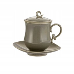 Kubek z zaparzaczem porcelanowy pokrywka spodek sitko 380ml