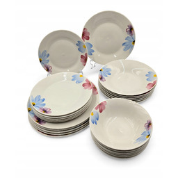 Zestaw Porcelanowy 24 el. Talerze Kwiaty Serwis Obiadowy