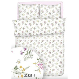 Karo Pościel bawełniana 140x200 biała kolorowe polne kwiatki