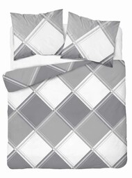 Detexpol Pościel flanelowa 220x200 szara kratka 4955 A
