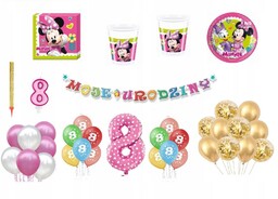 Zestaw Myszka Minnie 8 Urodziny Balony