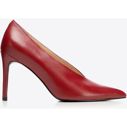 Damskie czółenka ze skóry naturalnej z głębokim wycięciem