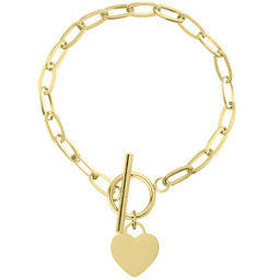 Złota bransoletka damska serce zapięcie toggle stal szlachetna