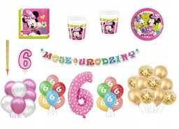 Zestaw Myszka Minnie 6 Urodziny Balony