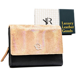 Portfel damski skórzany Rovicky pojemny na zatrzask portmonetka