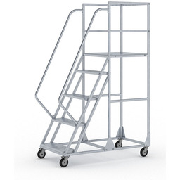 Mobilna drabina podestowa, stalowa, 5 stopni, wysokość platformy