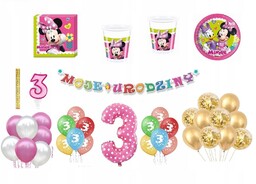 Zestaw Myszka Minnie 3 Urodziny Balony
