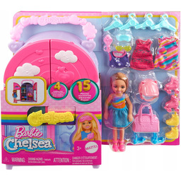 Barbie Szafa Chelsea Z Ubrankami Lalka Akcesoria HXN03