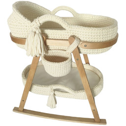 Kołyska Mojżesza ręcznie pleciona z drewnianym stelażem