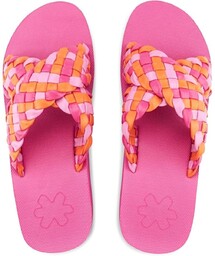 Klapki damskie Flip Flop Wedgy Cross różowe lekkie