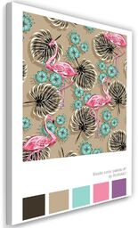 Obraz na płótnie, Flamingi i liście - Rubiant