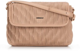 Damska crossbody w pionowe przeszycia z ekoskóry beżowa