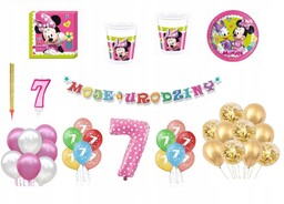 Zestaw Myszka Minnie 7 Urodziny Balony