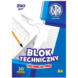Blok techniczny, A4, biały, 10 sztuk