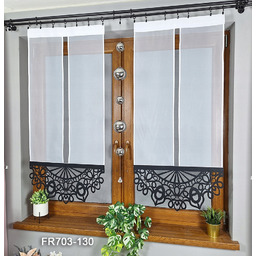 Firany panelowe zestaw 2 paneli z czarnym ażurem