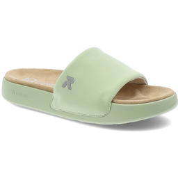 Rieker Zielone Klapki Wygodne Płaskie Obuwie Damskie