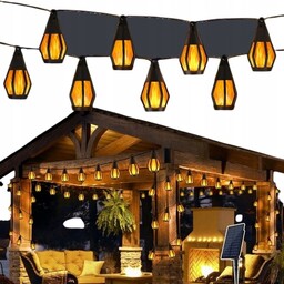 Lampki Solarne Lampiony Z Panelem 20LED Do Ogrodu