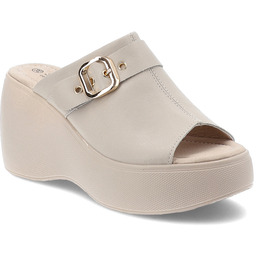 S.Barski Beżowe Klapki Eleganckie Obuwie Damskie