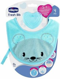 Chicco Śliniak z gryzakiem 4m+-niebieski Chicco Śliniak
