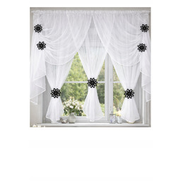 Firana woalowa gotowa 400/145 upięciami i dodatkami ażurowymi